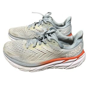 Hoka Women's Light Gray and Orange Athletic Shoes size 8.5D